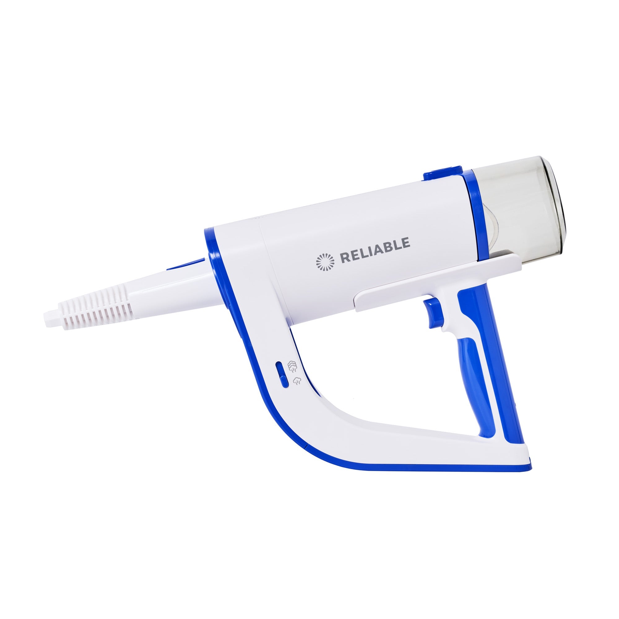 Handheld steam cleaner with steam nozzle, white and blue