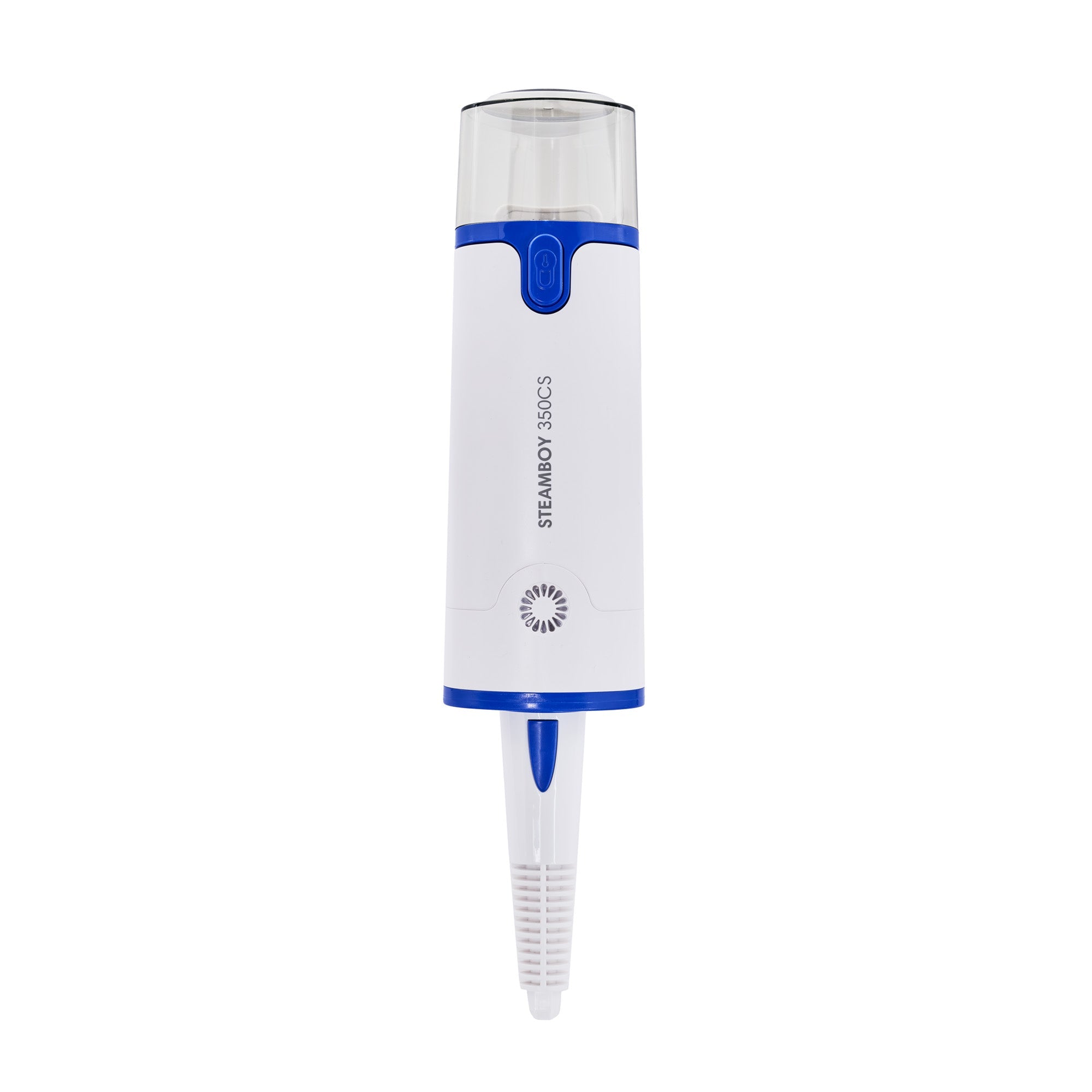 Handheld steam cleaner with steam nozzle, white and blue