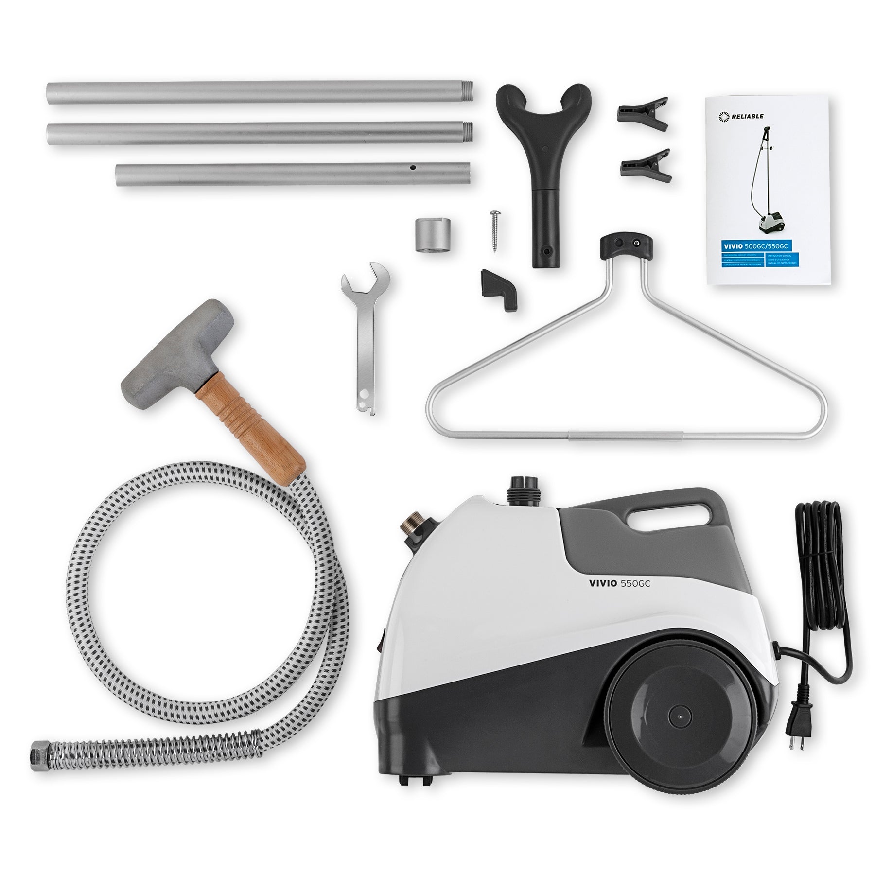 What in the box of Vivio Professional Garment Steamer with Metal Head