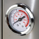 Steam pressure thermometer on stainless steel iron station