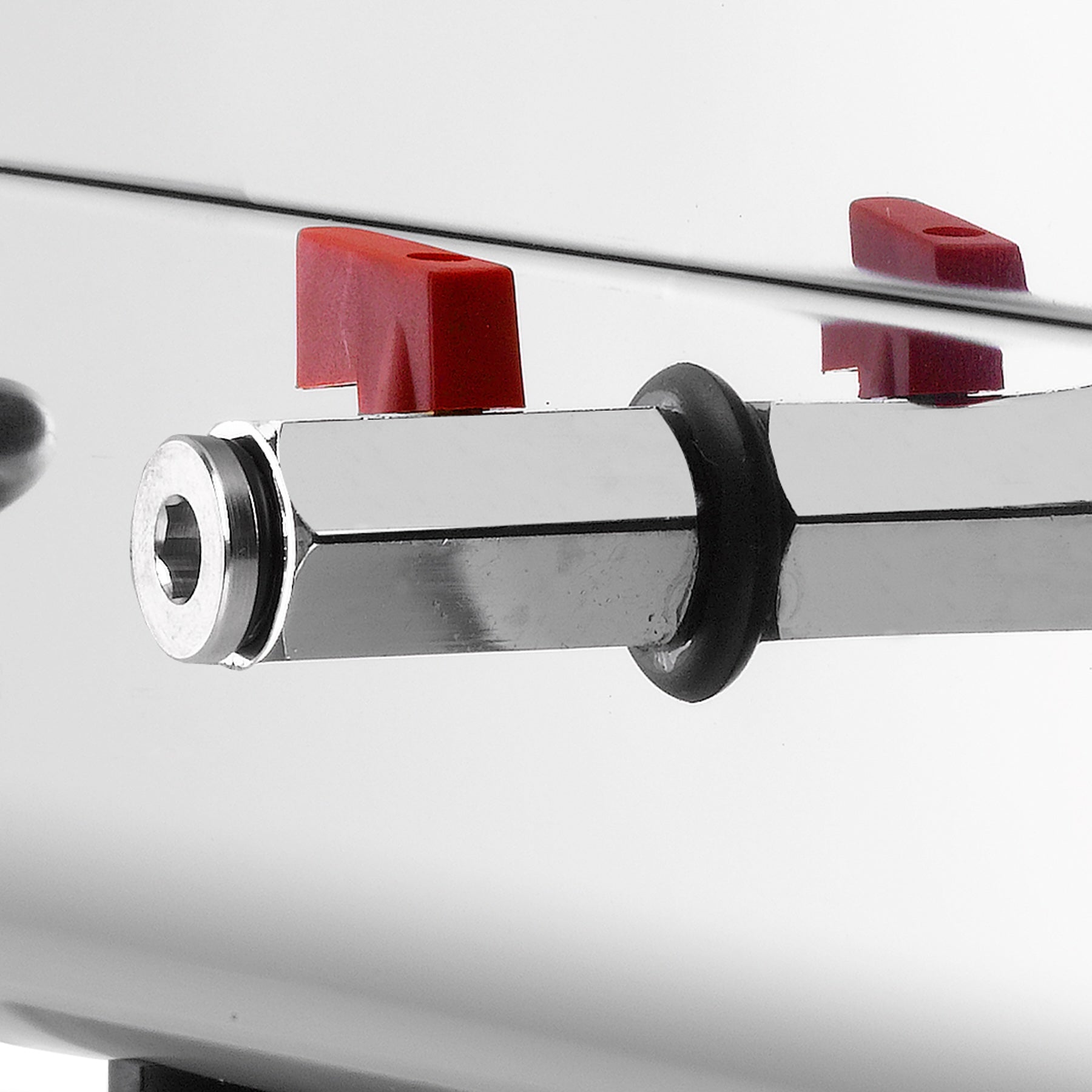 Blowdown valve on stainless steel iron station for boiler drainage