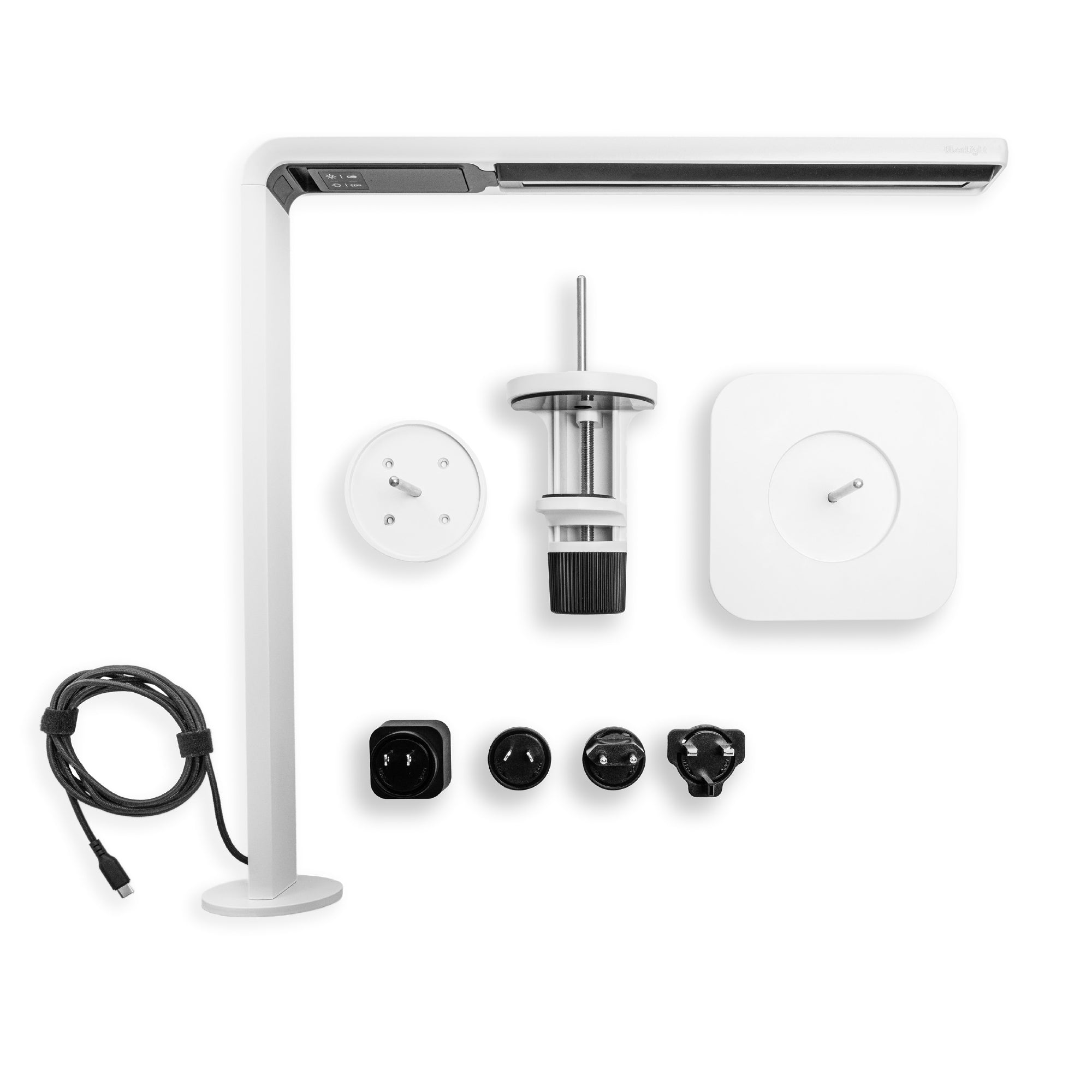 UberLight Frame Desk Audio Light with multiple plug types and mounts